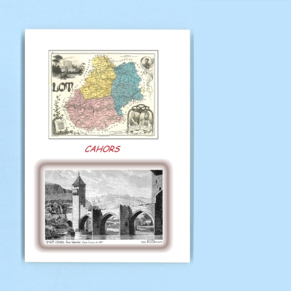 Cartes Postales impression Noir avec dpartement sur la ville de CAHORS Titre : pont valentre