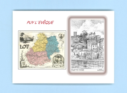 Cartes Postales impression Noir avec dpartement sur la ville de PUY L EVEQUE Titre : vue