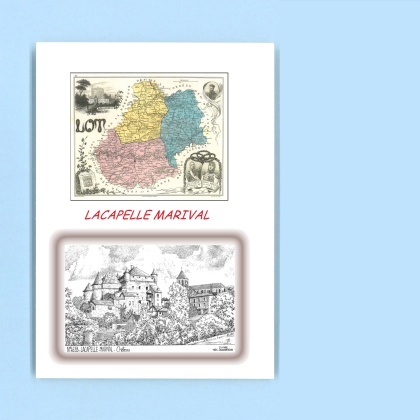 Cartes Postales impression Noir avec dpartement sur la ville de LACAPELLE MARIVAL Titre : chateau