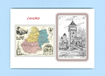 Cartes Postales impression Noir avec dpartement sur la ville de CAHORS Titre : pont valentre