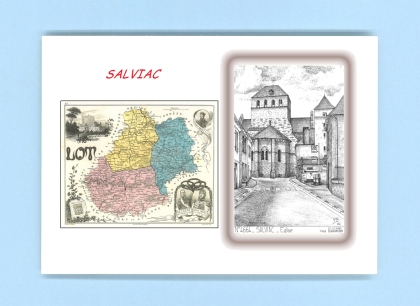 Cartes Postales impression Noir avec dpartement sur la ville de SALVIAC Titre : eglise