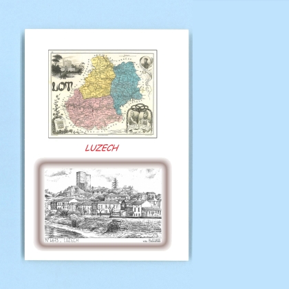 Cartes Postales impression Noir avec dpartement sur la ville de LUZECH Titre : vue