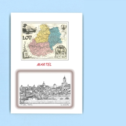 Cartes Postales impression Noir avec dpartement sur la ville de MARTEL Titre : vue