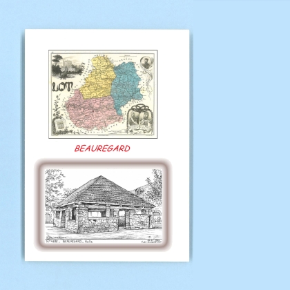 Cartes Postales impression Noir avec dpartement sur la ville de BEAUREGARD Titre : halle