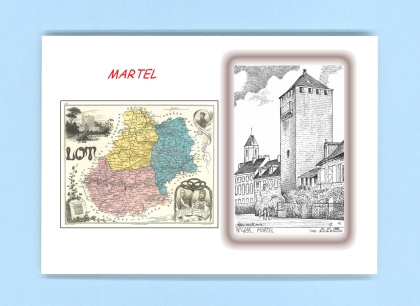 Cartes Postales impression Noir avec dpartement sur la ville de MARTEL Titre : vue