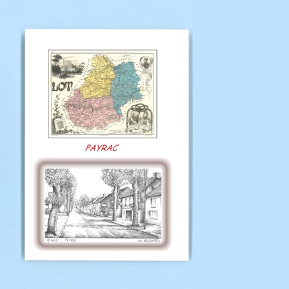 Cartes Postales impression Noir avec dpartement sur la ville de PAYRAC Titre : vue
