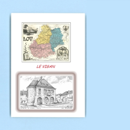 Cartes Postales impression Noir avec dpartement sur la ville de LE VIGAN Titre : mairie