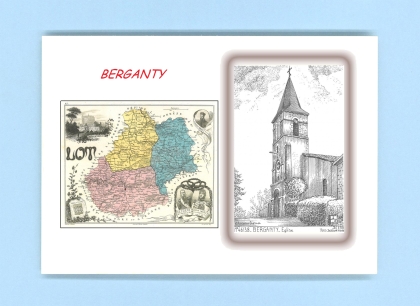Cartes Postales impression Noir avec dpartement sur la ville de BERGANTY Titre : eglise