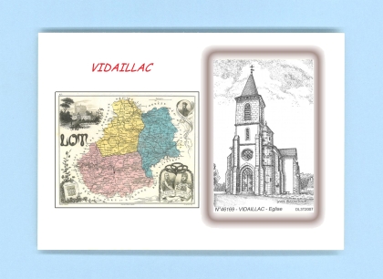 Cartes Postales impression Noir avec dpartement sur la ville de VIDAILLAC Titre : eglise