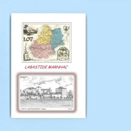 Cartes Postales impression Noir avec dpartement sur la ville de LABASTIDE MARNHAC Titre : chateau