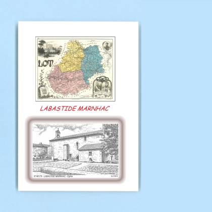 Cartes Postales impression Noir avec dpartement sur la ville de LABASTIDE MARNHAC Titre : eglise