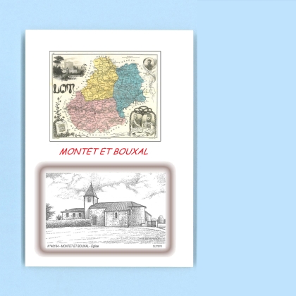 Cartes Postales impression Noir avec dpartement sur la ville de MONTET ET BOUXAL Titre : eglise