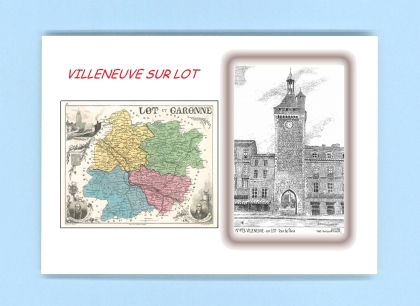 Cartes Postales impression Noir avec dpartement sur la ville de VILLENEUVE SUR LOT Titre : tour de paris