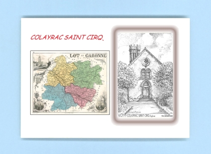 Cartes Postales impression Noir avec dpartement sur la ville de COLAYRAC ST CIRQ Titre : eglise