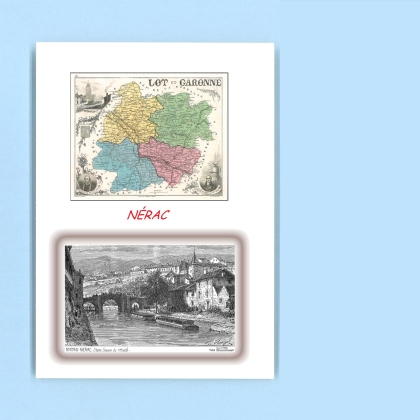 Cartes Postales impression Noir avec dpartement sur la ville de NERAC Titre : vue