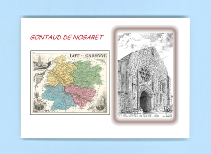 Cartes Postales impression Noir avec dpartement sur la ville de GONTAUD DE NOGARET Titre : eglise