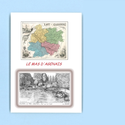 Cartes Postales impression Noir avec dpartement sur la ville de LE MAS D AGENAIS Titre : port sur le canal