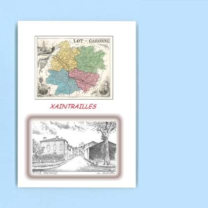 Cartes Postales impression Noir avec dpartement sur la ville de XAINTRAILLES Titre : vue