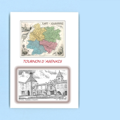 Cartes Postales impression Noir avec dpartement sur la ville de TOURNON D AGENAIS Titre : vue