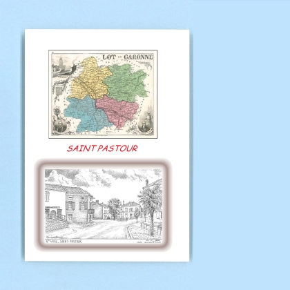Cartes Postales impression Noir avec dpartement sur la ville de ST PASTOUR Titre : vue