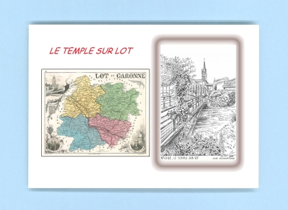 Cartes Postales impression Noir avec dpartement sur la ville de LE TEMPLE SUR LOT Titre : vue