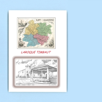 Cartes Postales impression Noir avec dpartement sur la ville de LAROQUE TIMBAUT Titre : halle