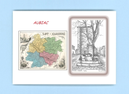 Cartes Postales impression Noir avec dpartement sur la ville de AUBIAC Titre : eglise