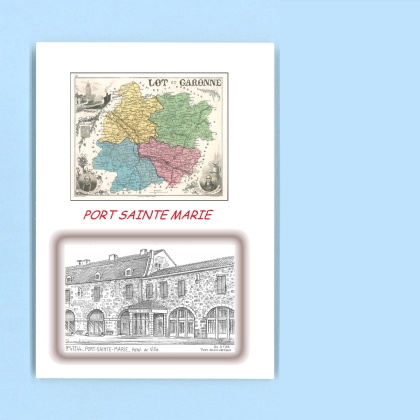Cartes Postales impression Noir avec dpartement sur la ville de PORT STE MARIE Titre : hotel de ville