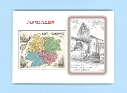 Cartes Postales impression Noir avec dpartement sur la ville de CASTELCULIER Titre : eglise de cabalsault