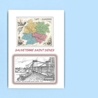 Cartes Postales impression Noir avec dpartement sur la ville de SAUVETERRE ST DENIS Titre : pont