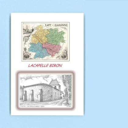 Cartes Postales impression Noir avec dpartement sur la ville de LACAPELLE BIRON Titre : eglise