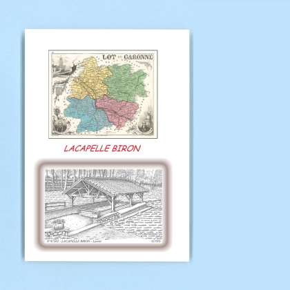 Cartes Postales impression Noir avec dpartement sur la ville de LACAPELLE BIRON Titre : lavoir