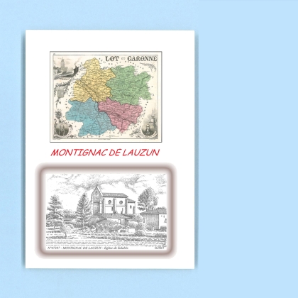 Cartes Postales impression Noir avec dpartement sur la ville de MONTIGNAC DE LAUZUN Titre : eglise de salabes