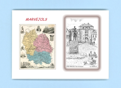 Cartes Postales impression Noir avec dpartement sur la ville de MARVEJOLS Titre : porte de soubeyran
