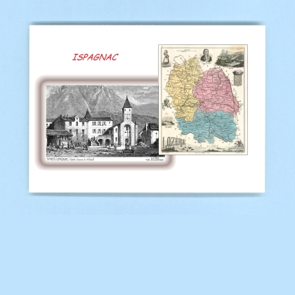Cartes Postales impression Noir avec dpartement sur la ville de ISPAGNAC Titre : vue