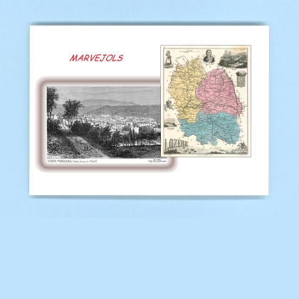 Cartes Postales impression Noir avec dpartement sur la ville de MARVEJOLS Titre : vue