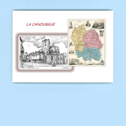 Cartes Postales impression Noir avec dpartement sur la ville de LA CANOURGUE Titre : eglise