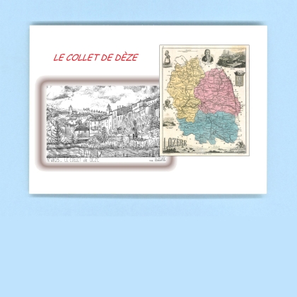 Cartes Postales impression Noir avec dpartement sur la ville de LE COLLET DE DEZE Titre : vue