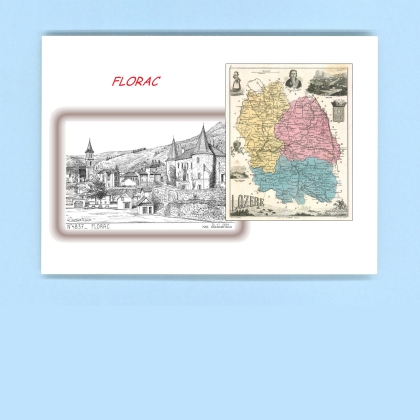 Cartes Postales impression Noir avec dpartement sur la ville de FLORAC Titre : vue