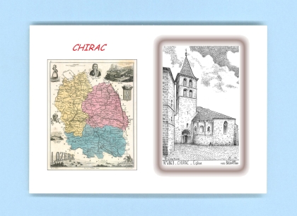 Cartes Postales impression Noir avec dpartement sur la ville de CHIRAC Titre : eglise