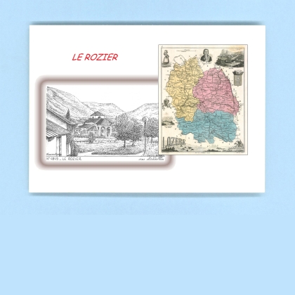 Cartes Postales impression Noir avec dpartement sur la ville de LE ROZIER Titre : vue