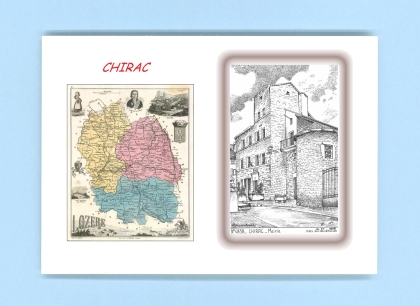 Cartes Postales impression Noir avec dpartement sur la ville de CHIRAC Titre : mairie