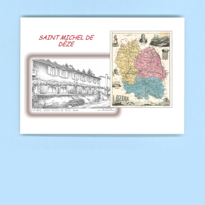 Cartes Postales impression Noir avec dpartement sur la ville de ST MICHEL DE DEZE Titre : mairie