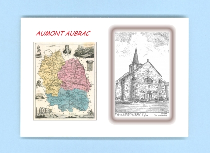 Cartes Postales impression Noir avec dpartement sur la ville de AUMONT AUBRAC Titre : eglise