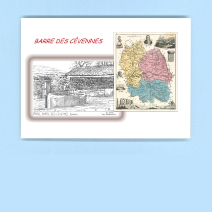 Cartes Postales impression Noir avec dpartement sur la ville de BARRE DES CEVENNES Titre : fontaine