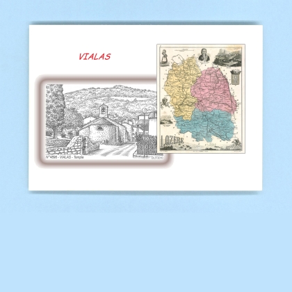 Cartes Postales impression Noir avec dpartement sur la ville de VIALAS Titre : temple