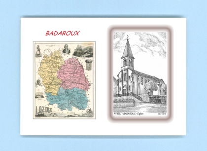 Cartes Postales impression Noir avec dpartement sur la ville de BADAROUX Titre : eglise