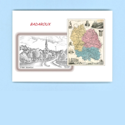 Cartes Postales impression Noir avec dpartement sur la ville de BADAROUX Titre : vue