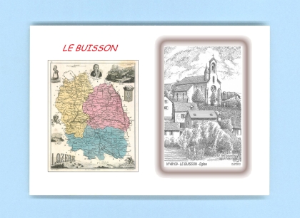 Cartes Postales impression Noir avec dpartement sur la ville de LE BUISSON Titre : eglise