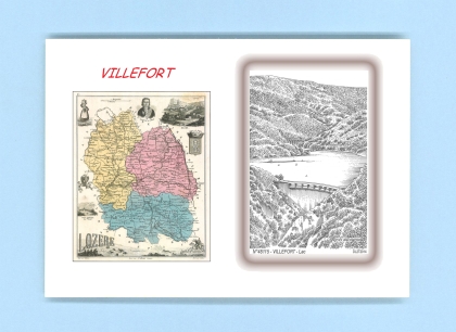 Cartes Postales impression Noir avec dpartement sur la ville de VILLEFORT Titre : lac